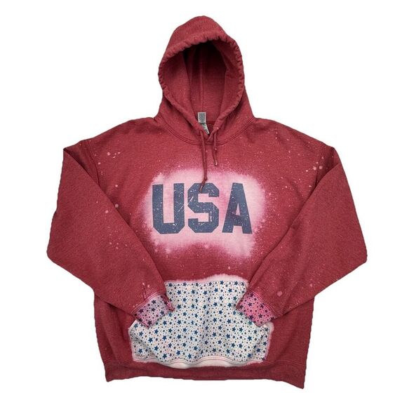 USA Tie Dye Hoodie Red White Blue Size Large Heavy Blend - Picture 1 of 7